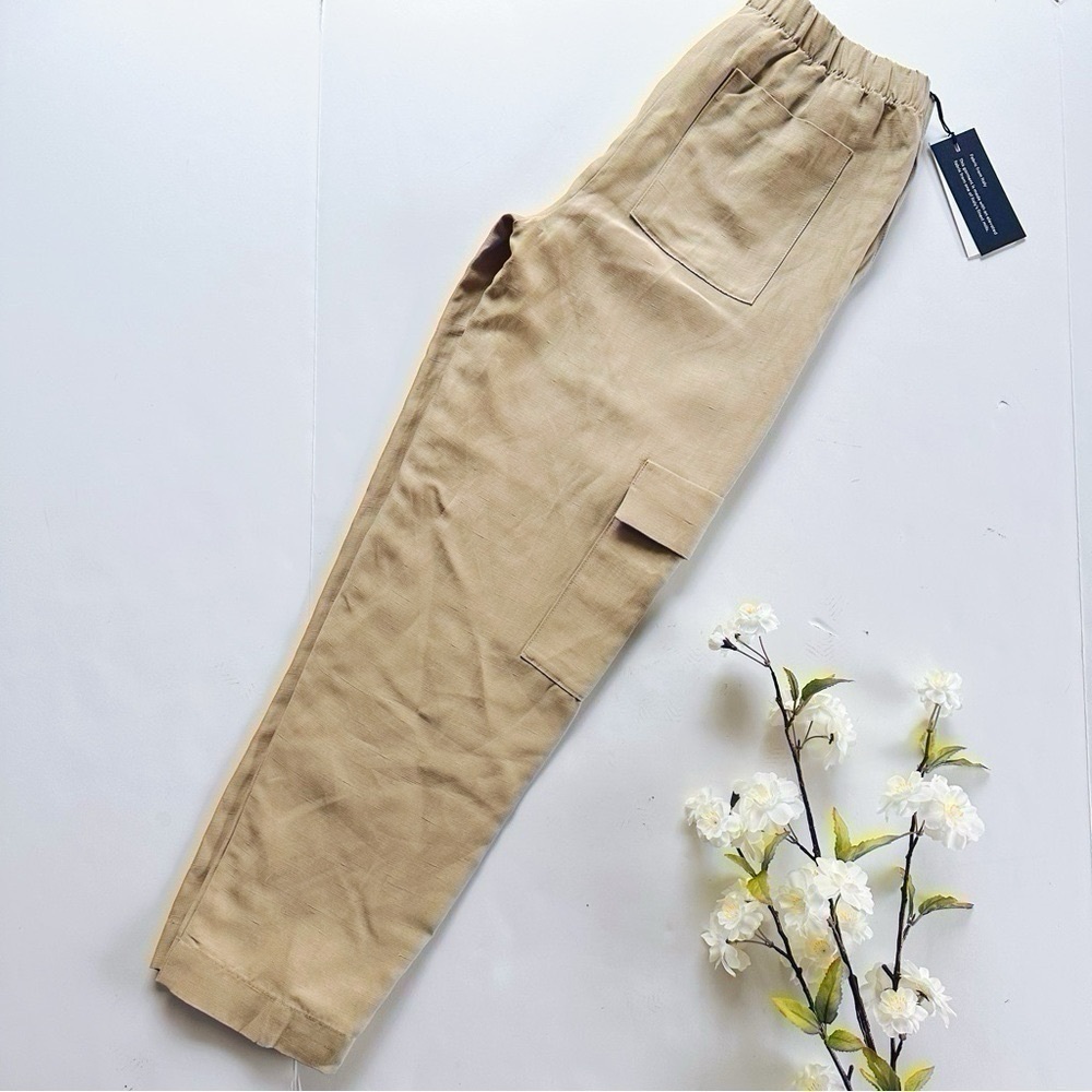 Aritzia Babaton Titan Linen Cargo Pants Humus Beige - Picture 2 of 11